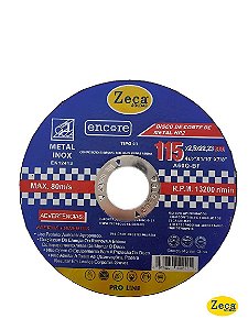Disco de Corte 4 ½” x 1/10” x 7/8” (115mm x 2,5mm x 22,2mm)
