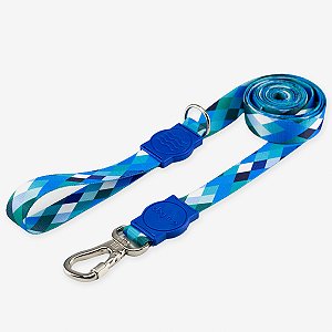 Guia para cachorros Longa 2 Metros Quadriculada Azul
