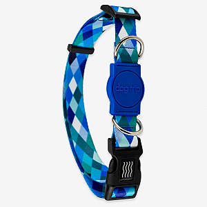Coleira para cachorros Quadriculada Azul