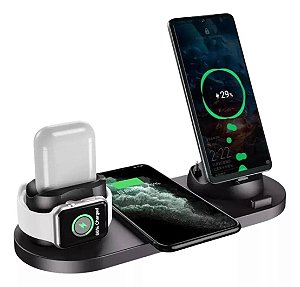 Base De Carregamento Indução 6 Em 1 Para iPhone Watch Airpod ( Modelo Novo )