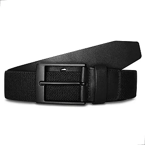 Cinto Elastico Slim Oldmoney Masculino Couro Legitimo Preto