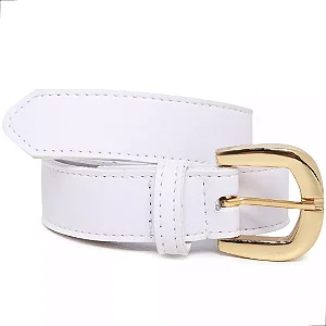 Cinto Slim Fino Feminino Couro Legítimo Branco