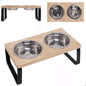 Comedouro Inox Bebedouro Cachorro Gato Elevado Duplo Tam P