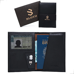 Carteira Passaporte Couro Marrom Escuro Legitimo Premium