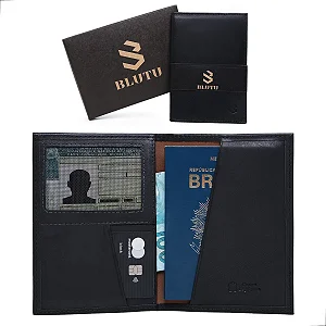 Carteira Passaporte Couro Marrom Escuro Legitimo Premium