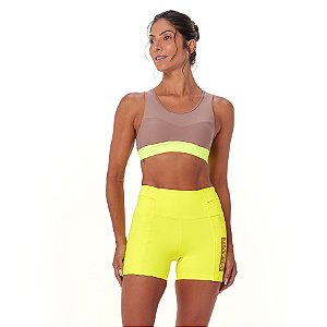 Top de Compressão com Bolsos Recortes Total Emana Avelã