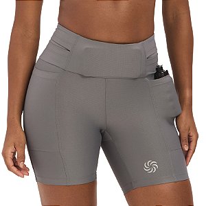 Short de Compressão Com Multibolsos Cinza