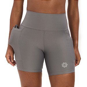 Short de Compressão com Bolsos Clássico Cinza