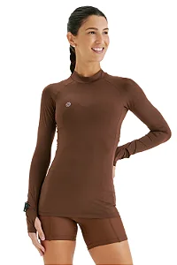 Camisa UV Manga Longa Fluida Abertura Café