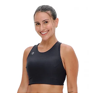 Top de Compressão com Bolso Cropped Bojo Fixo 2.0 Preto