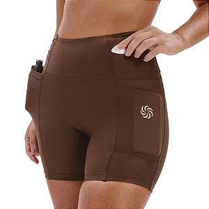 Short de Compressão com Multibolsos Total Emana Café
