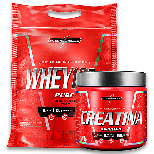 KIT WHEY PROTEIN 100% REFIL 900g + CREATINA 300G HARDCORE - INTEGRALMEDICA
