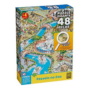 Puzzle Gigante 48 Peças Procure e Ache - Passeio no Zoo
