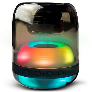 Caixinha de Som Portátil LED RGB Colorido BT AUX FM