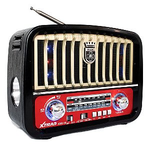 Rádio Retrô Portátil Vintage FM AM SW USB P2 SD Recarregável