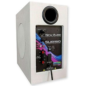 Subwoofer Slim Compacto Fino Ativo 150W Home Theater Branco