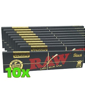 Kit Seda Raw Classic Black Slim King Size - 10 unidades