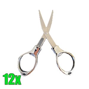 Kit Tesoura Dobrável Prata - 12 Un