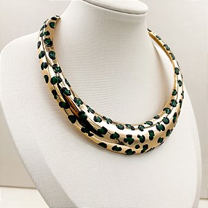 Choker dourado rígido onça