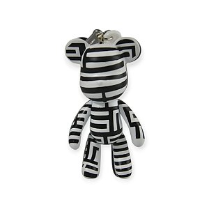 Chaveiro Urso Branco com Linhas Non-Linear Black - Popobe