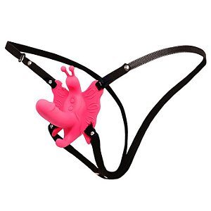 Cinta ajustável com estimulador e plug vaginal - Ultra Passionate Harness Butterfly