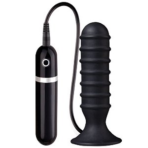 Plug Anal 13 cm com Ventosa e 10 Vibrações - Thriller Ass Buttplug - Nanma