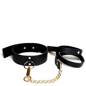 Coleira Choker com Guia Dourada - Celinna  - Secret Play