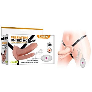 Cinta Peniana 17cm Dupla com Prótese Oca e 10 Vibrações -  Vibrating Unisex Hollow - Lovetoy