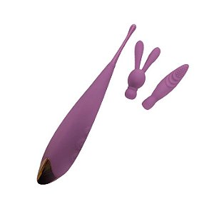 Vibrador Recarregável com 2 Capas Massageadoras  - Sex Massager Dibe