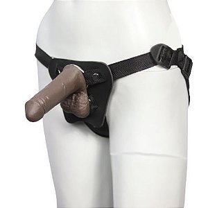 Cinta com Pênis Realístico 14cm com Escroto - Absoloo-Negro