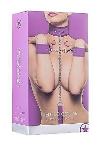 Coleira De Velcro Com Algemas Roxa -Purple Velcro Collar With Seperate Cuffs Purple