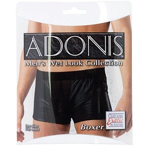 Cueca Box Preta - Adonis Mens Wet Look Boxer - California Exotic