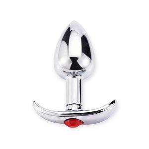 Plug Anal P em Aço com Base de Segurança e Pedra Vermelha - Lovetoys