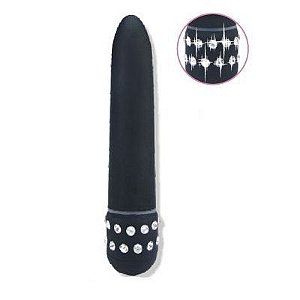 Vibrador Personal 11 Cm Multivelocidade Com Strass Preto - Lovetoys