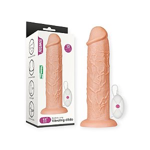 Pênis Realístico 28cm x 6cm com 10 Modos de Vibração 11'' Realistic Long Vibrating Dildo - Lovetoy