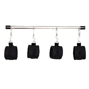 Separador de Pernas e Braços em Aço Inoxidável com Algemas e Tornozeleira em Neoprene - Lovetoys