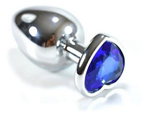 Plug Anal 7,3cm Metal Pedra Coração Coração Azul P - Lovetoys
