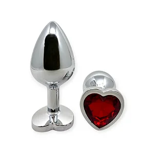 Plug Anal 8x3cm de Metal com Base de Coração Vermelho - Lovetoys