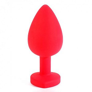 Plug Anal 8x3cm em Silicone Base de Coração Vermelha - Lovetoys