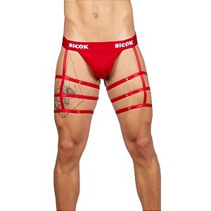 Cueca Jockstrap com 3 Ligas Vermelha M - Ricok