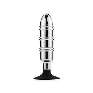 Plug Anal em Aço com Linhas Massageadoras e Ventosa - SI