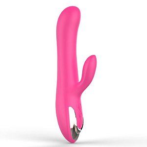 Vibrador Rotativo Recarregável com Estimulador Clitoriano e 12 Velocidades - Q-grace