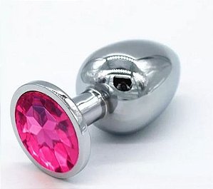 Plug Anal Aço com Joia Brilhante Rosa M - Lovetoys