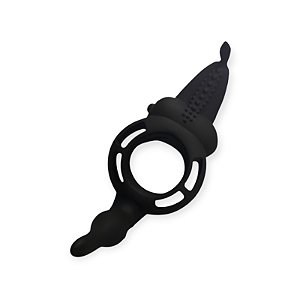 Anel Peniano Vibratório com Estimulador Clitoriano e Anal Coleção Fetiche - Lovetoys