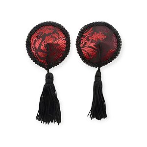 Adesivo de Seios Reutilizável Redondo Adamascado com Tassel - Lovetoys