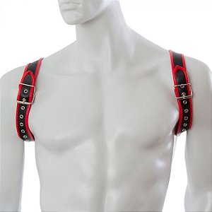 Harness Preto e Vermelho com Duas Argolas Nas Costas - Posseidon -  Coleção Fetiche Lovetoys