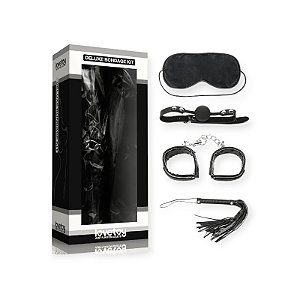 Kit Bondage Luxo com 4 Peças Mascara Mordaça Venda e Chicote - Lovetoy