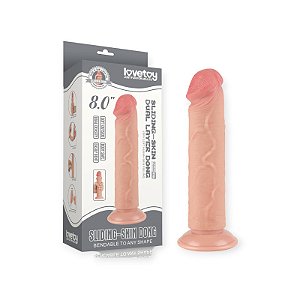 Pênis Realístico 20cm x 3,8cm 8'' Sliding Skin Dual Layer Dong Flesh - Lovetoy