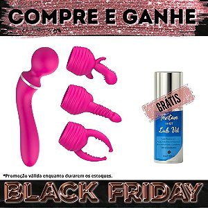 Compre Vibrador Varinha Mágica com 3 Capas Estimuladoras e Ganhe Lubrificante Lub Vit