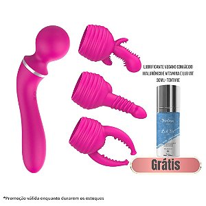 Vibrador Varinha Mágica com 3 Capas Estimuladoras - Lovetoys * Grátis: Lubrificante Lub Vit 30ml - Tentare